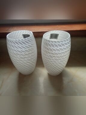 2 Milky White Ripple Oval Glass Shade  - Home Accents